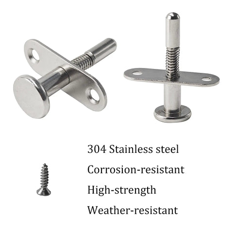 Dead Simple Spring Loaded Plunger Latches 2 Pack Rock Solid Stainless Steel Quick Release Cabinet Door Heavy Duty Hardware Rust Proof Furniture And Bed Locking Clamps with screws.