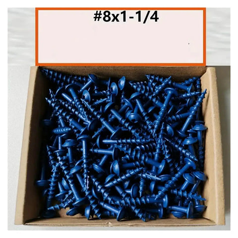 Box of blue pocket hole screws set 150 pieces for woodworking carbon steel, size #8x1-1/4, DIY carpentry projects
