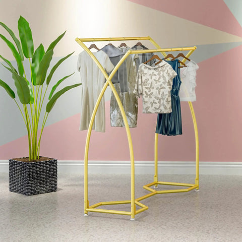 Heavy Duty Free Standing Clothes Rack With Industrial Pipe Style 150cm Tall Built To Last Sturdy Gold Drying Rack For Bedroom