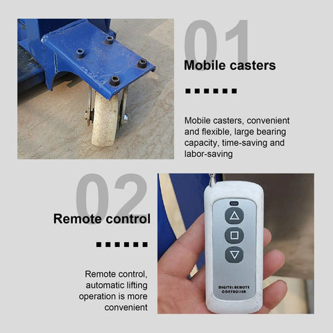 Heavy Duty Electric Pallet Stacker Hydraulic Lift 1100 Lbs Capacity adjustable forks with mobile casters and remote control.