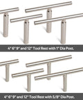 Straight Tool Rest Set For Wood Lathe With 4 6 9 12 Inch Tool Rests Interchangeable Five Eighth Inch And One Inch Stems