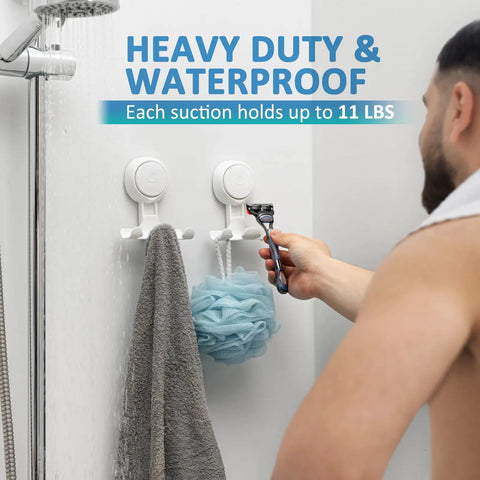 Two Pack Suction Cup Razor Holder For Shower And Bathroom Organizer No Drill Easy Install Strong Suction Wall Hooks For Razor Towel Loofah Shaver Soap White