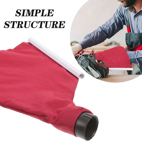 Universal 4 Inch Saw Dust Collection Bag lightweight red fabric with attachment for planers and table saw rigs.