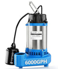 1HP 6000 GPH Submersible Sump Pump For Sewage And Effluent Built Tough In Cast Iron 115V Residential Septic Pump