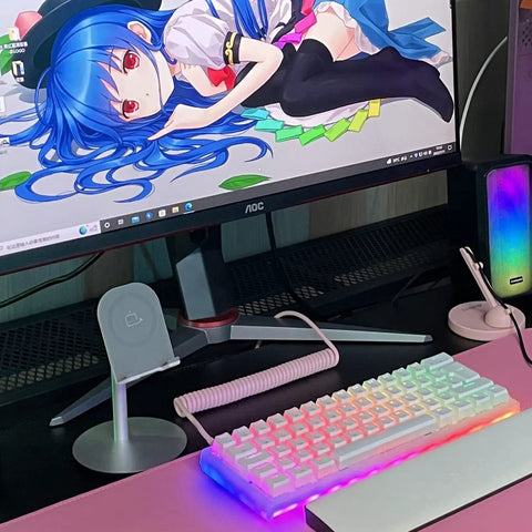 Pro Tier Coiled Gaming Keyboard Cable, USB Type C To USB A Mechanical Switch Spring Cord With Detachable Connector, Tangle Free TPU Shielding, Blazing Fast Sync And Slick Zero Drag For PC Gamers White