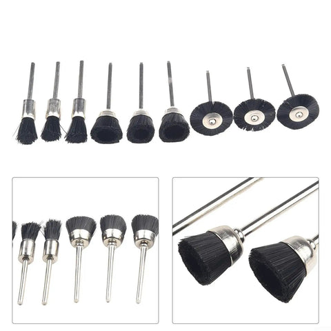 9 Piece Nylon Cup Wheel Set With 3mm Shanks for Tight Corners and Jewelry Metal Polishing Descaling Buffing