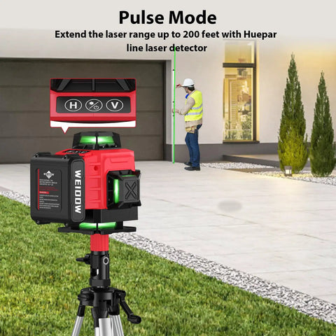 360 Degree Green Laser Level With Self Leveling Auto Gravity, Four 360 Degree Cross Line Surfaces, Indoor Range Seven To Ten Meters, Plus Or Minus Two Millimeters Accuracy, Handy Measuring Tool For Home Renovations And Decorating mounted on tripod