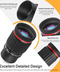2 Inch Swa 70 Degree 32mm Eyepiece With M43x0.75 Male Thread, showing detailed design features including detachable eyecup and grip ring