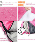 All Season Sleeping Bag For Adults And Kids, Lightweight Waterproof Microfiber Liner, pink color with adjustable hood drawstring