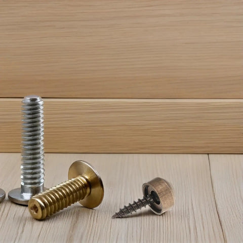 Top Shelf Copper Self Tapping Screws With Decorative Caps For Mirror And Wood Fastening Rust Resistant Hardware Kit on wooden surface