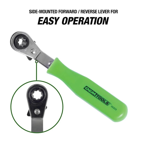 Slack Adjuster Tool And Wrench For Semi Trucks With Angled Head showing forward/reverse lever for air brake adjustments.