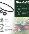 Three Piece Lawn Mower Deck Drive Belt Kit For Toro TimeMaster 30 Inch Deck, showing belts and mower advantages