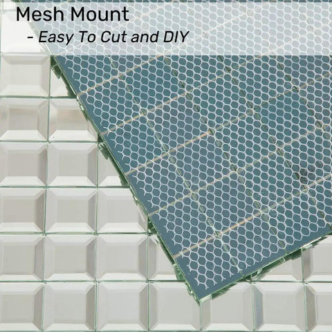 Crystal Mirror Glass Mosaic Tile 2 Inch Diamond Mosaic Tiles 12x12 Inch Silver No Grout Required Easy Cut Mesh Backing