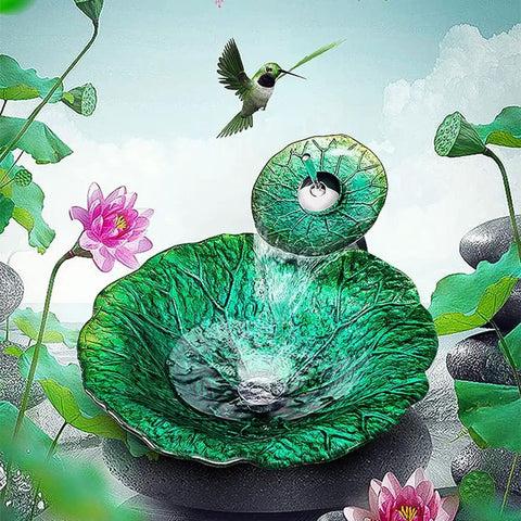 Modern Lotus Leaf Vessel Sink Solid Tempered Glass Countertop Basin green bowl design with smooth edges and water flow