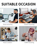 USB Audio Interface For PC With XLR And 3.5mm Microphone Jack For Home Studio Recording, USB Sound Card With Ultra Low Latency And Plug And Play, 16-Bit 48kHz Phantom Power, Q-12 used for vocal, studio, music creation and ASMR recording