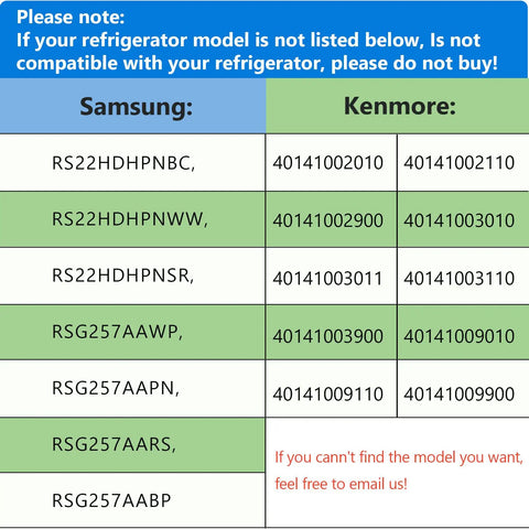 Compatibility chart for Samsung and Kenmore model numbers, related to Door Shelf Basket Bin For Samsung And Kenmore Refrigerators, Fits RSG257AARS RS22HDHPNSR 4014100 Series, Replacement DA97-06177C DA63-04205 AP4457757, 16.9 In Long By 7.1 In Wide By 3.9 In High.