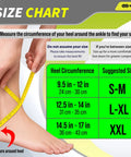 Size chart for Compression Socks For Plantar Fasciitis And Ankle Pain Relief With Foot Arch Support And Ankle Wrap All Day Comfort Achilles Tendonitis Relief Swelling And Heel Pain Reduction For Women And Men White Size S M, showing heel circumference and size suggestions.