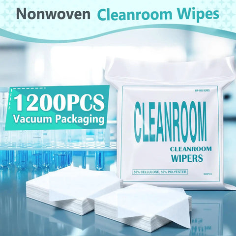 Top Shelf 900 Pack Cleanroom Wipes Straight Up Lint Free Nonwoven Microfiber Disposable Cloth, 1200 pieces in vacuum packaging.