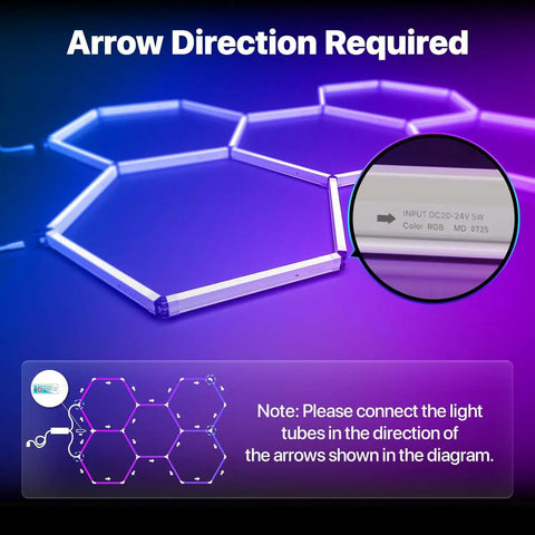 Hexagon RGB LED Lights With Music Sync And App Control For Gaming Room Gym And Garage Five Grid Gen IV Honeycomb Panels installation guide