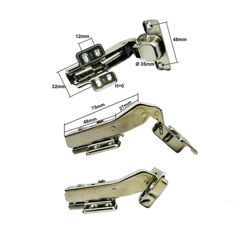 Heavy Duty 45 Degree Cabinet Hinge With Smooth As Butter Hydraulic Soft Close 35Mm Cup For Corner Overlay Doors Zero Slam Quick Clip Setup Pack Of 4 Hardware Pieces, detailed view with measurements.