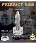 Spring Plunger With Quick Release Pins M6 Retractable Lockout Kit shown with dimensions and person in background