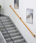 13 Foot Round Wood Stair Handrail Features Non Slip Grip For Instant Attic Stability Easy No Sweat Install Works Like A Charm On Basement Flights And Hallways For A Dope Home Upgrade on a modern staircase.