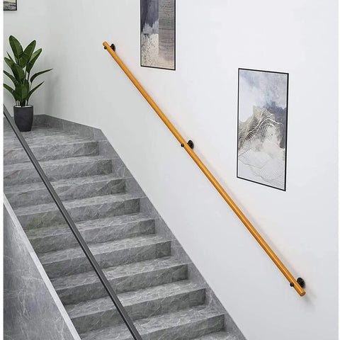 13 Foot Round Wood Stair Handrail Features Non Slip Grip For Instant Attic Stability Easy No Sweat Install Works Like A Charm On Basement Flights And Hallways For A Dope Home Upgrade on a modern staircase.