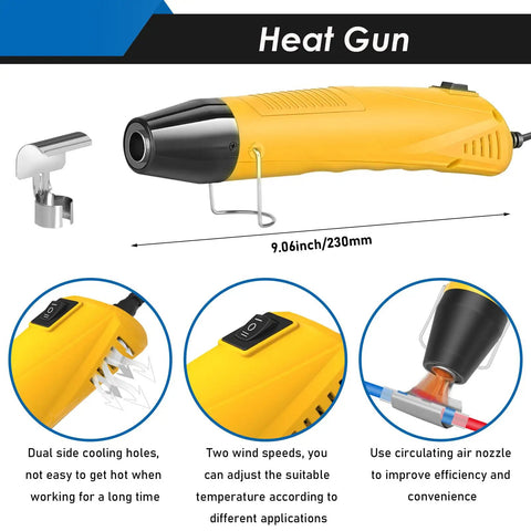 Mini heat gun from 532 Piece Heat Shrink Kit With Mini Heat Gun For Wiring Solder Seal Wire Connectors And Shrink Tubing