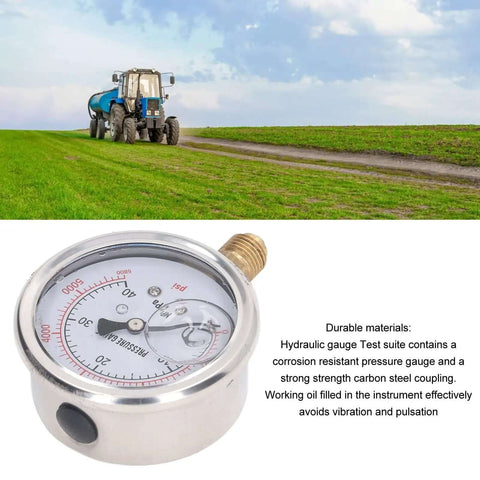 Top Rated High Pressure Tester Kit With Easy Install Flexible Tube And 8 Couplings For Excavators Pump Testing Up To 60MPa Gauge Accuracy, pressure gauge