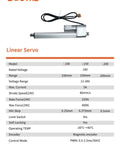 DOCYKE linear servo actuator, 150 mm stroke, silver aluminum body with black cable, side view