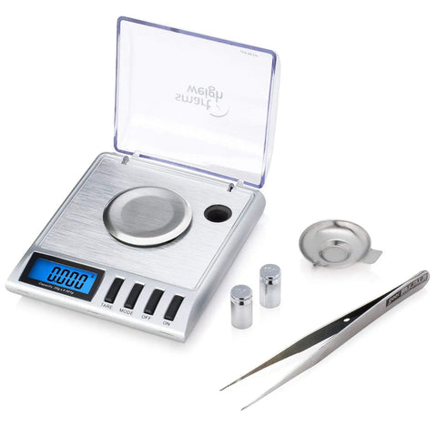 Top Notch Milligram Jewelry Scale With 0.001 g Readout For Gemstones And Fine Gold Digital Precision Scale For Jewelry Gems And Powder Includes Calibration Weights And Tweezers
