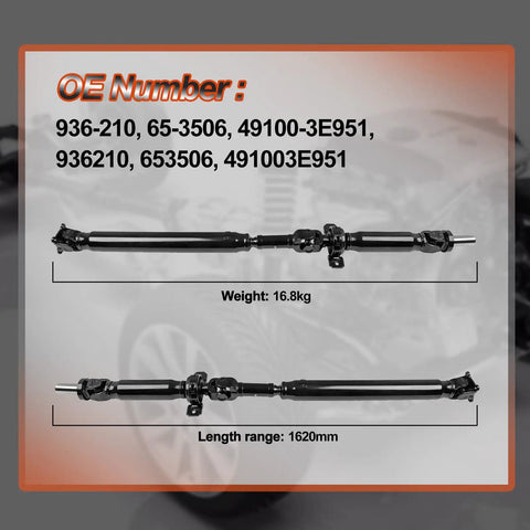 Rear Driveshaft Assembly For Kia Sorento RWD 2007 2008 Base EX LX Sport Utility Not 4WD OE Replacement Bolt On 49100-3E951 936-210 65-3506 Prop Shaft Fits OE Specs, 1620mm