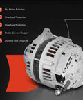 Beefy High Output 12V 130A Alternator For Nissan Pathfinder 2005 2006 2007 4.0L V6 Armada 2007 5.6L V8 Titan 2007 5.6L V8 Infiniti QX56 2007 5.6L V8 With Seven Groove Pulley Clockwise Rotation Replaces LR1130703 showing front view highlighting protective features.