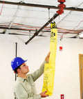 Worker installing Umbrella-Style Roof Leak Diverter Kit Stop Roof Leaks Fast No Mess Channel Water With Drain Hose 49x49 inches.