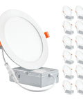 6 Inch Ultra Thin LED Recessed Ceiling Light With Junction Box Pack Of 12, 12W Dimmable Canless Wafer Slim Panel Downlight, IC Rated, ETL Listed