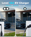 Rock Solid Level 1 And 2 EV Charger Featuring 16 Amp 3.5 Kw Quick Charge Heavy Duty Twenty Foot Cable at home outlet.