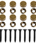 Rock Solid Brass Decorative Screws With Caps For Furniture Cabinet And Mirror Install Self Tapping Wood Hardware Anti Rust Knockout Look Easy Diy Upgrade 12mm 8 Piece Set including caps and black screws.