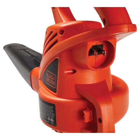 Powerful Corded Electric Leaf Blower For Quick Yard Cleanup, handheld and lightweight design, 7 Amp motor, rear view of blower