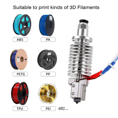 Hotend Upgrade For Vyper And Kobra Series 3D Printers, V5 J Head 24V 40W Replacement With Copper Plated Volcano Heatblock and filaments