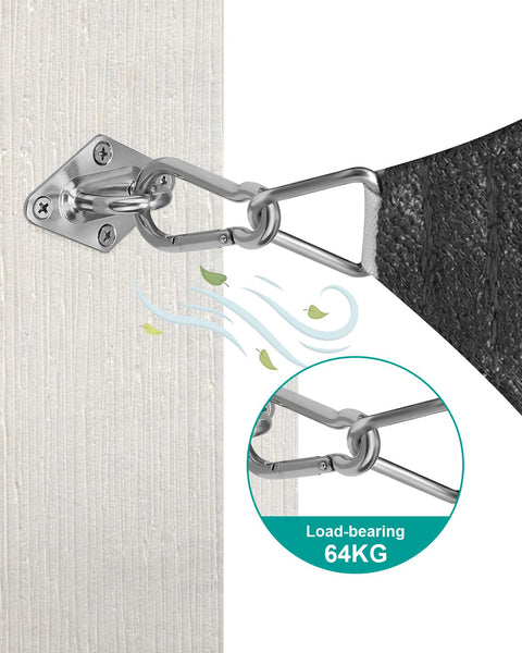 DIY Friendly Heavy Duty Sun Shade Sail Hardware Kit In 304 Stainless Steel showing wall anchor attachment