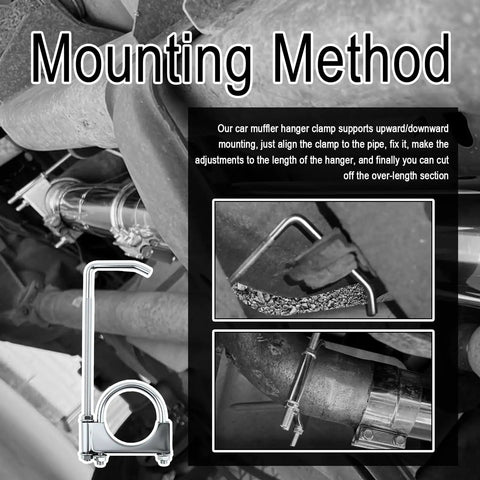 2.5 Inch Exhaust Clamps With Hanger For Car Exhaust System showing adjustable muffler clamp mounting on pipes