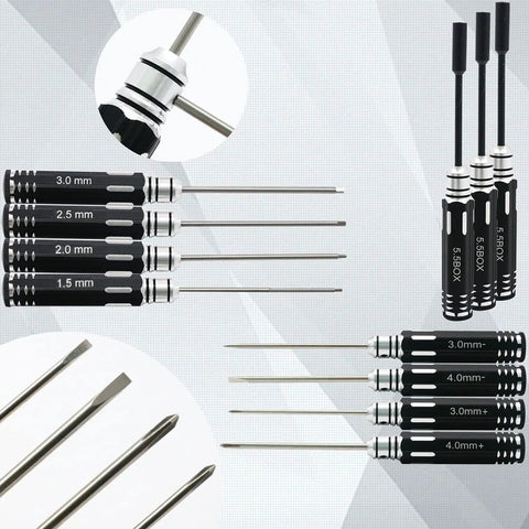 All In One 23 In 1 RC Tool Kit With Screwdriver Set Pliers Hex Sleeve Wrenches Sockets And Repair Tools focuses on hex drivers.