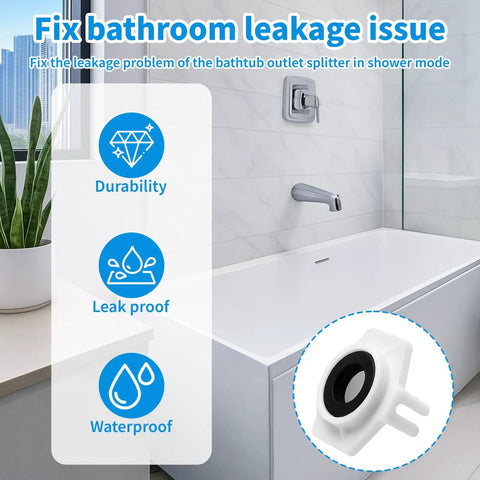 Tub Spout Repair Kit 101237 Six Pack Cup Seal And Diverter Gate Replacement for Moen 3800 shown with bathtub and features graph.
