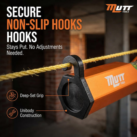 Pro Grade Aluminum String Line Level For Masonry And Fence Jobs, Heavy Duty Precision Grip Tool with non-slip hook.