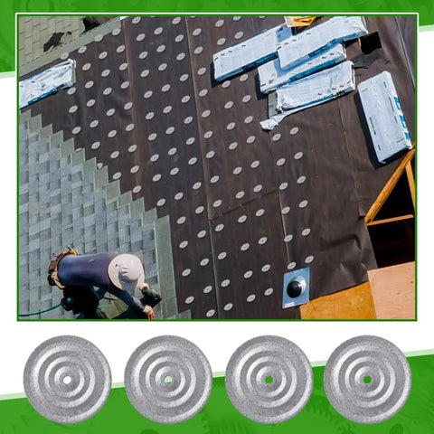 Premium Grade 3 Inch Roofing Insulation Barbed Plates Galvanized Metal Fasteners on a roof under installation.