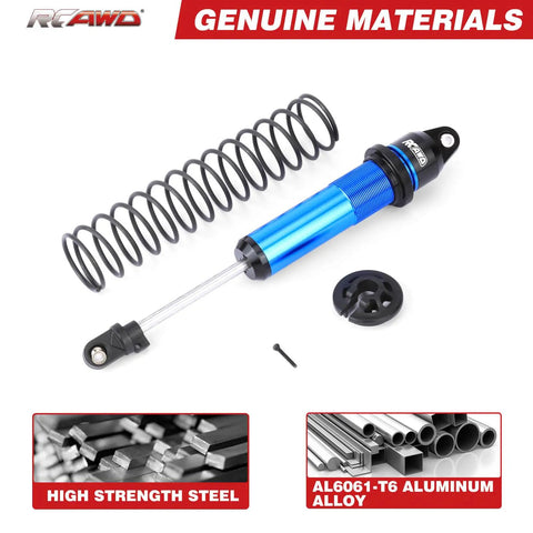 Xmaxx 8S 6mm Thick Shaft Upgraded Shock Absorbers with blue anodized aluminum body and dual-stage spring for Traxxas X Maxx