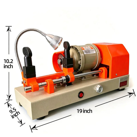 Heavy Duty Metal Cutter 110V for hardware stores with brass motor, polishing brush, fine needle guide, 19x9.5x10.2 inch size