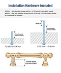 Installation instructions for Brushed Brass Cabinet Handles 10 Pack 3 Inch Hole Centers Zinc Gold Drawer Pulls For Cupboard Dresser Wardrobe With 4.42 Inch Overall Length 0.56 Inch Diameter 1.28 Inch Projection Rust Resistant.