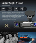 3 Channel Dash Cam For Cars Front Cabin And Rear Cameras With 1080P Resolution 32GB Card 5G Wireless WiFi, night vision features