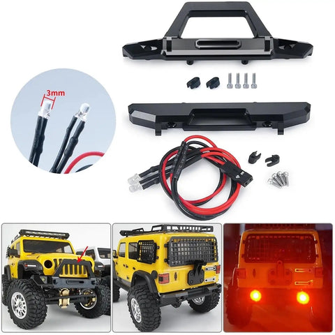 One Twenty Fourth Scale RC Crawler Light Strips Kit with durable metal bumpers and integrated lights for Wrangler JLU on SCX24